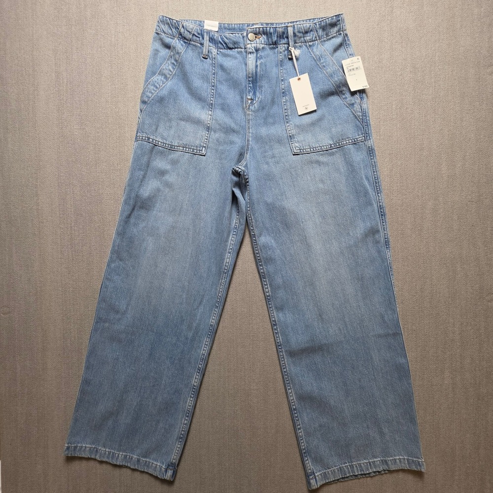 Good American Good Waist Palazzo Jeans Women 8/29 Blue Wide Leg GFD227DN